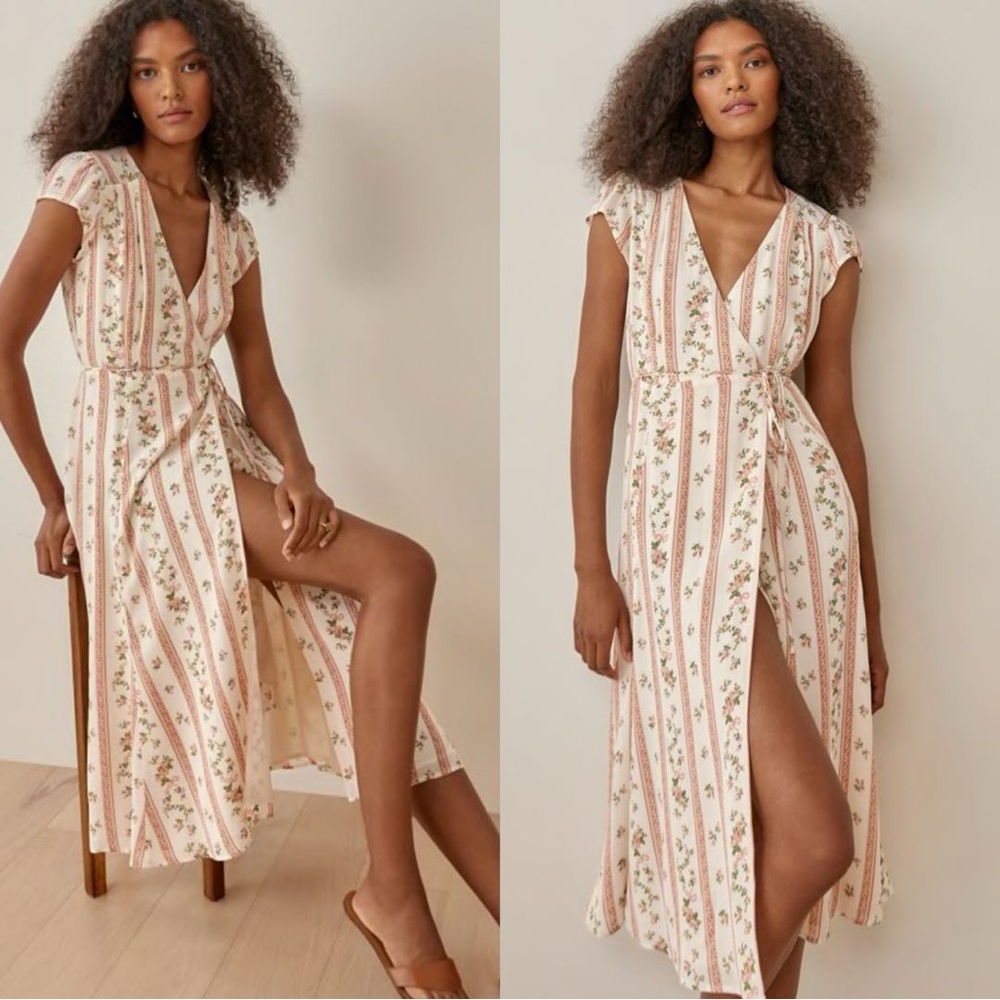 Reformation Floral Wrap Midi Dress